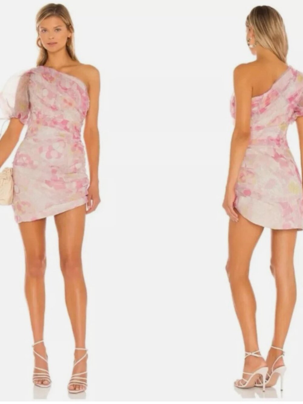 Amanda Uprichard Size M Manuela Floral One Shoulder Mini Pink Dress New York